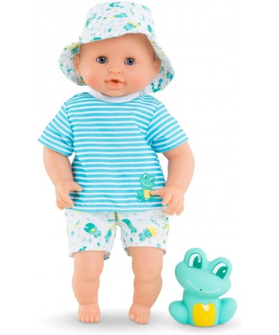 Bebe Bath Marin - 12” Boy Baby Doll with Rubber Frog Toy Safe for Water Play in The Bathtub or Pool Poseable Soft Body with V...