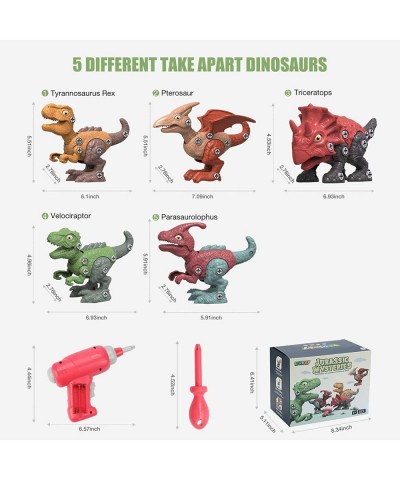 5Pcs Dinosaur Toys for Kids 3- 8 Take Apart Toys with Cordless Drill for Boys & Girls STEM Educational DIY Construction Build...