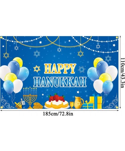 Happy Hanukkah Backdrop Banner 73 x 43 Inch Large Size Hanukkah Background Banner with Menorah Star of David Dreidel Jewish C...