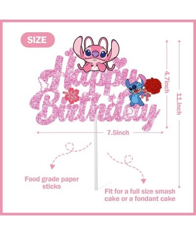 Pink Birthday Cake Topper - Girl Cartoon Happy Birthday Cake Decor Party Supplies for Kids Birthday Baby Shower $16.55 Kids' ...