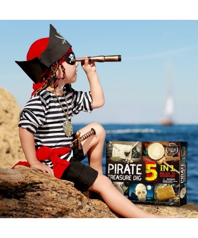 Pirate Treasure Dig Kit - Pirate Toy for Kids - Dig up 5 Real Treasures Gemstone Digging Kits Explore Great Archaeology Scien...