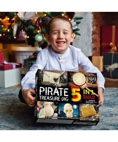 Pirate Treasure Dig Kit - Pirate Toy for Kids - Dig up 5 Real Treasures Gemstone Digging Kits Explore Great Archaeology Scien...