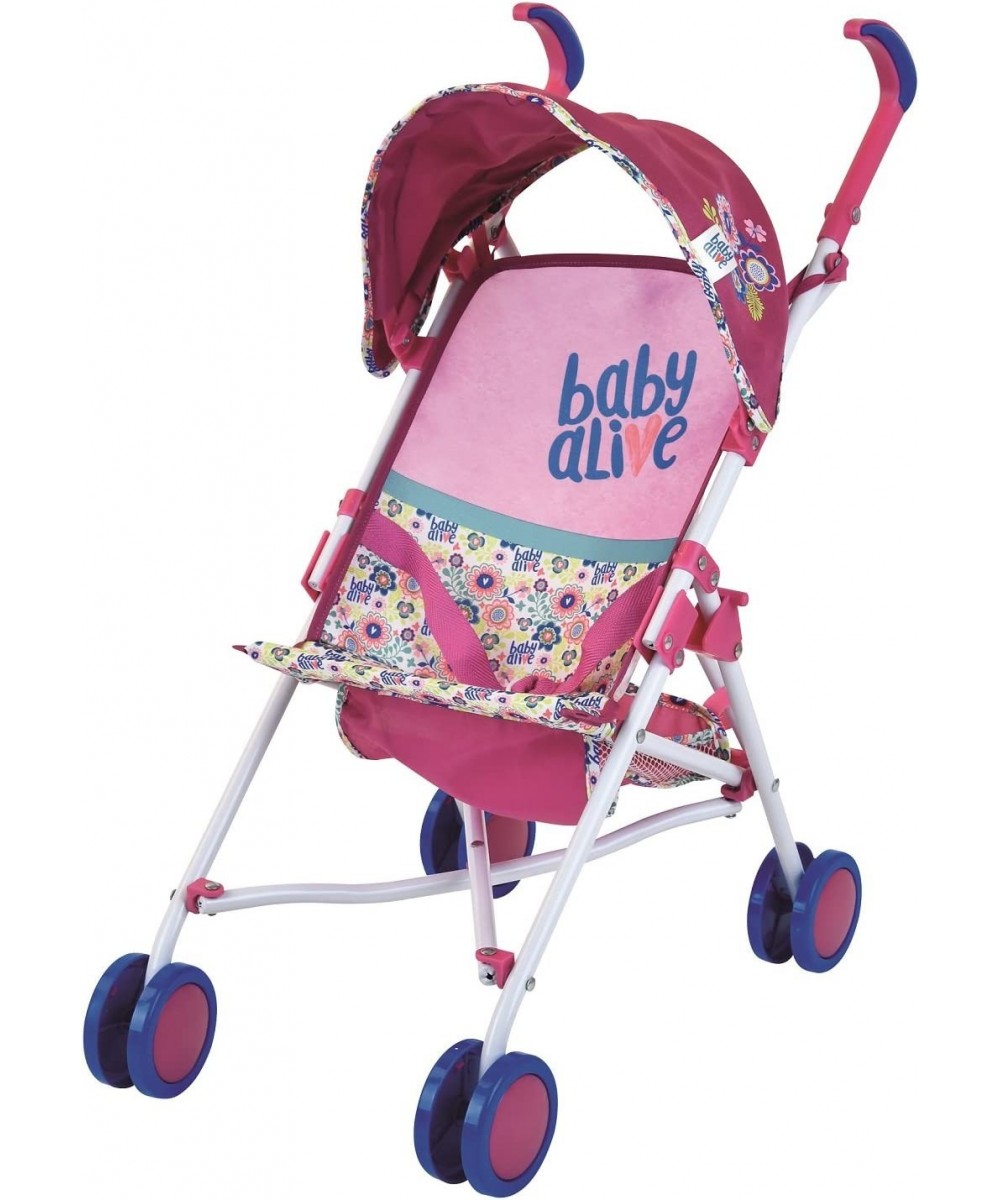 Doll Stroller with Retractable Canopy (D82091) Safety Harness for Baby Doll Two-Toned Handle & Wheels Storage Basket Fits Dol...