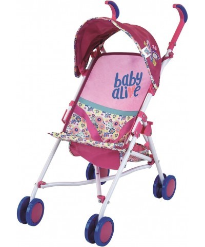 Doll Stroller with Retractable Canopy (D82091) Safety Harness for Baby Doll Two-Toned Handle & Wheels Storage Basket Fits Dol...