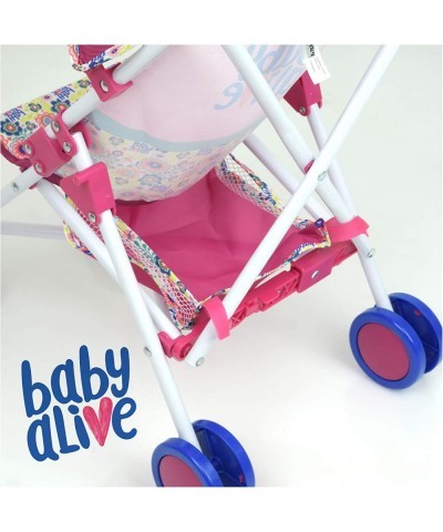 Doll Stroller with Retractable Canopy (D82091) Safety Harness for Baby Doll Two-Toned Handle & Wheels Storage Basket Fits Dol...