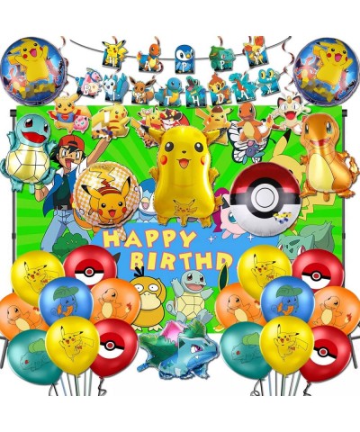 Anime Theme Birthday Decorations Set - Anime Birthday Party Supplies Include 5 FT Backdrop 20X Latex Balloons 8X Foil Balloon...