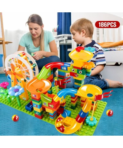 Big Size Blocks Marble Race Run LED Lights Slide Building Blocks Particle Scenes City Brick Compatible with All Major Brands ...