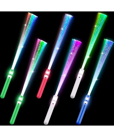 6 Pieces Fiber Optic Light Wand Stick LED Fiber Wands Colorful Flashing LED Wands Flashing Fiber Optic Wand with Batteries fo...