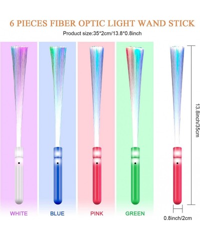 6 Pieces Fiber Optic Light Wand Stick LED Fiber Wands Colorful Flashing LED Wands Flashing Fiber Optic Wand with Batteries fo...