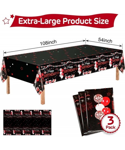 3 Pack Red and Black Plastic Tablecloths for Rectangle Tables Disposable Party Table Cloths Red Black Table Covers for Men Wo...