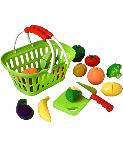 Playkidz: Fruit and Vegetables Basket Pretend Play Kitchen Food Educational Playset with Toy Knife Cutting Board (32 Pieces o...