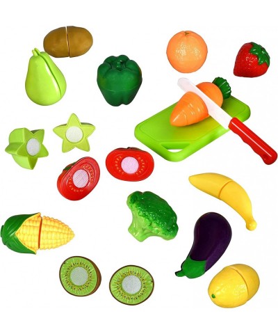 Playkidz: Fruit and Vegetables Basket Pretend Play Kitchen Food Educational Playset with Toy Knife Cutting Board (32 Pieces o...