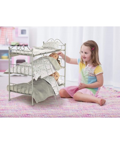 Metal Triple Doll Bunk Bed with Ladder and Bedding for 18 inch Dolls- Silver/Pink/Stars $58.79 Doll Accessories