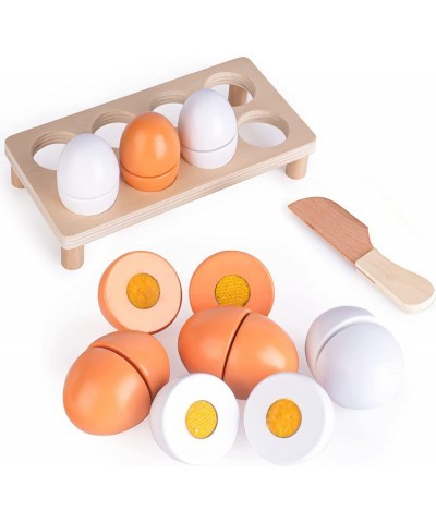 Wooden Play Food Play Eggs for Kids Kitchen Cutting Food Toys for Toddlers Fake Egg Toys for Pretend Play Kitchen Accessories...