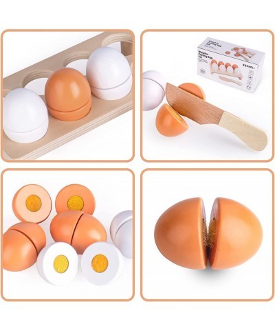 Wooden Play Food Play Eggs for Kids Kitchen Cutting Food Toys for Toddlers Fake Egg Toys for Pretend Play Kitchen Accessories...