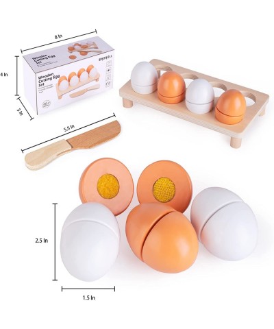 Wooden Play Food Play Eggs for Kids Kitchen Cutting Food Toys for Toddlers Fake Egg Toys for Pretend Play Kitchen Accessories...