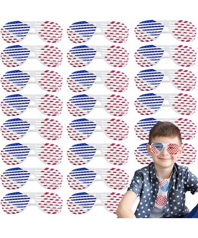 24 PCS American Flag Shutter Glasses Red White Blue 4th of July Glasses Patriotic Shades Plastic Shutter Sunglasses for Indep...