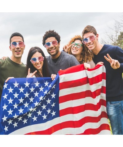 24 PCS American Flag Shutter Glasses Red White Blue 4th of July Glasses Patriotic Shades Plastic Shutter Sunglasses for Indep...