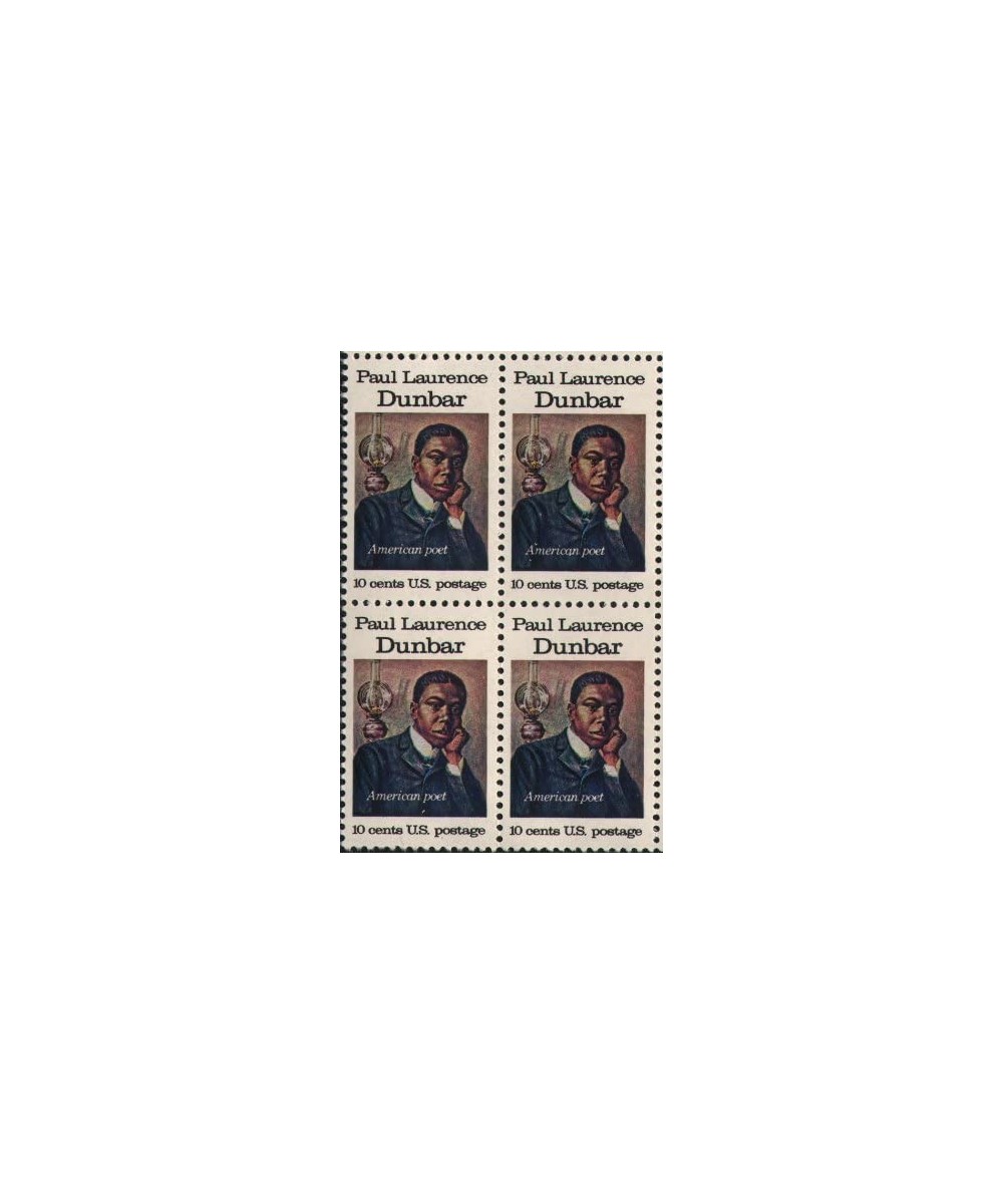 PAUL LAURENCE DUNBAR ~ POET ~ BLACK HERITAGE 1554 Block of 4 x 10 cents US Postage Stamps $13.43 Collectibles Display & Storage