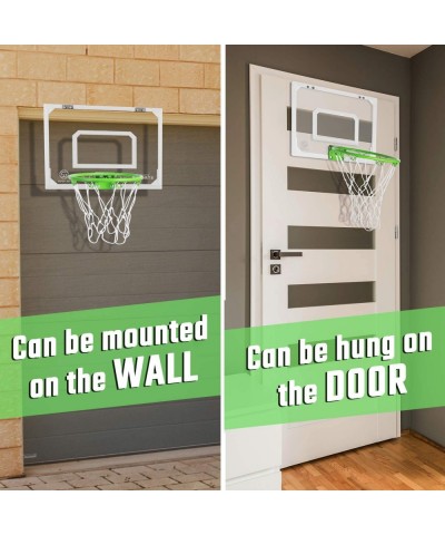 Pro Indoor Mini Basketball Hoop Over The Door - Wall Mounted Basketball Hoop Glow in The Dark - Room Basketball Hoop Set with...