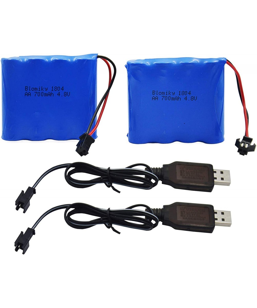 2 Pack 4.8V 700mAH Ni-Cd Battery Pack and 2 USB Charger Cable for SY-E511 RC Excavator C181 C182 C185 1/18 Scale RC Truck C18...