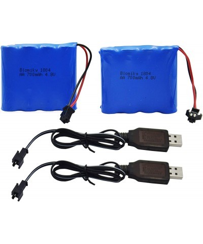 2 Pack 4.8V 700mAH Ni-Cd Battery Pack and 2 USB Charger Cable for SY-E511 RC Excavator C181 C182 C185 1/18 Scale RC Truck C18...