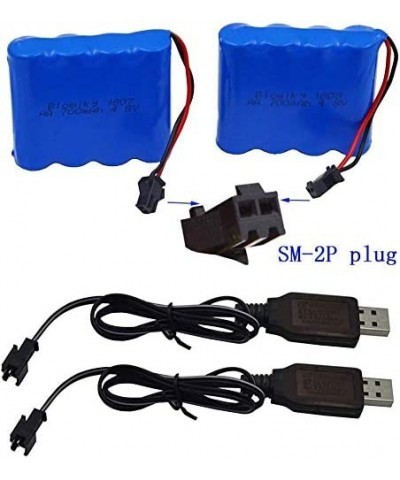 2 Pack 4.8V 700mAH Ni-Cd Battery Pack and 2 USB Charger Cable for SY-E511 RC Excavator C181 C182 C185 1/18 Scale RC Truck C18...