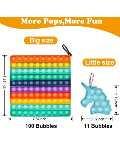 Big Pop Bubble Fidget Toy 100 Pop Large Push Bubble Fidget Anxiety Stress Relief Hand Toys Silicone Squeeze Sensory Popper Fi...