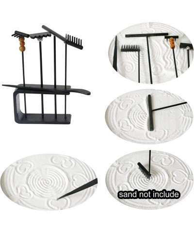 Mini Black Zen Garden Rake – Japanese Bamboo Table Top Rock Sand Garden Tools Kit Accessories Tabletop Meditation Sandbox Off...