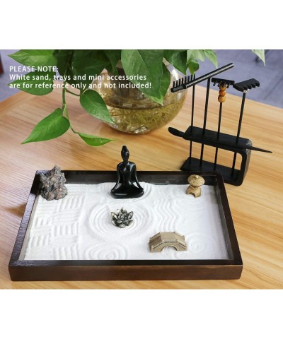 Mini Black Zen Garden Rake – Japanese Bamboo Table Top Rock Sand Garden Tools Kit Accessories Tabletop Meditation Sandbox Off...