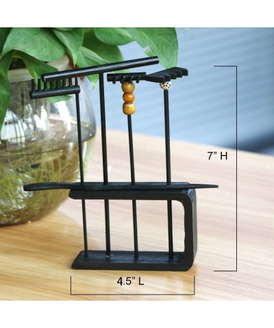 Mini Black Zen Garden Rake – Japanese Bamboo Table Top Rock Sand Garden Tools Kit Accessories Tabletop Meditation Sandbox Off...