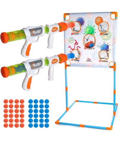 Shooting Game Toy for Kids Boys - 2pk Foam Ball Popper Air Guns & Shooting Target & 48 Foam Balls Compatible with Toy Guns Id...