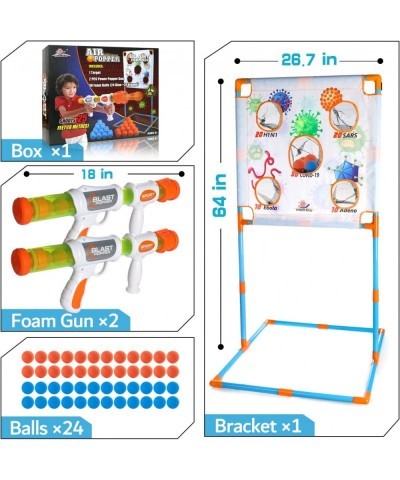 Shooting Game Toy for Kids Boys - 2pk Foam Ball Popper Air Guns & Shooting Target & 48 Foam Balls Compatible with Toy Guns Id...