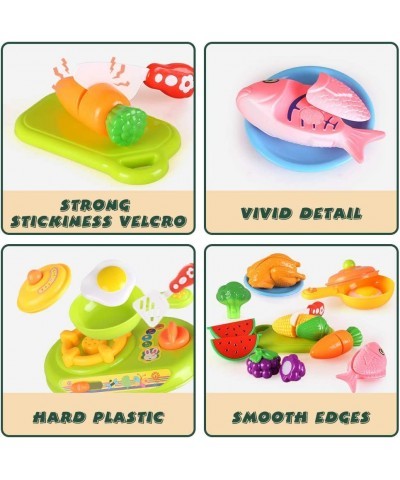 61 Pcs 39 Items Cutting Play Food Toys for Kids Kitchen Accessories Toys for Toddlers Plastic Pretend Play Fruits and Vegetab...