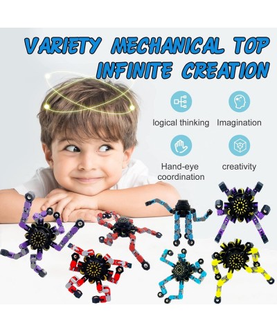 16Pc Fingertip Gyro Fingertip Mechanical Top DIY Deformation Robot Metal Transformable Gyro Spinners Finger Chain Robot Toy C...