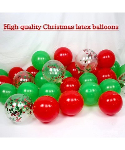 Red and Green Balloons 50 Pcs 12 Inch Christmas Latex Balloons Set Green Red Confetti Balloons with 2 rolls of ribbon for Chr...