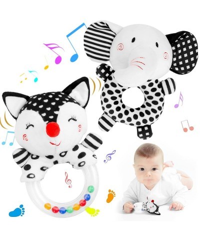 Baby Rattles 0-6 Months: Soft Rattles for Babies 0-6 Months Newborn Sensory Toys High Contrast Black and White Baby Toys 0-3 ...