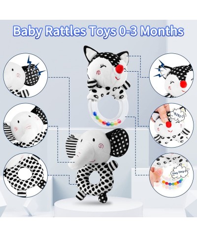 Baby Rattles 0-6 Months: Soft Rattles for Babies 0-6 Months Newborn Sensory Toys High Contrast Black and White Baby Toys 0-3 ...