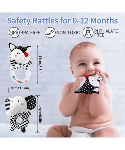 Baby Rattles 0-6 Months: Soft Rattles for Babies 0-6 Months Newborn Sensory Toys High Contrast Black and White Baby Toys 0-3 ...