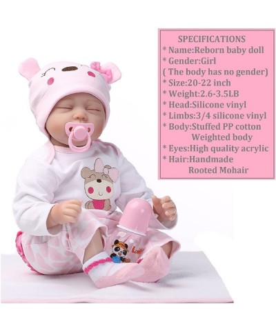 Lifelike Reborn Baby Doll Girl 22" Realistic Soft Vinyl Silicone Handmade Weighted Pink Outfit Eyes Closed Sleeping $79.71 Dolls