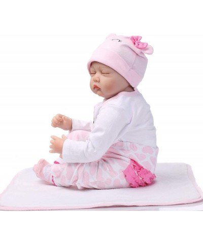 Lifelike Reborn Baby Doll Girl 22" Realistic Soft Vinyl Silicone Handmade Weighted Pink Outfit Eyes Closed Sleeping $79.71 Dolls