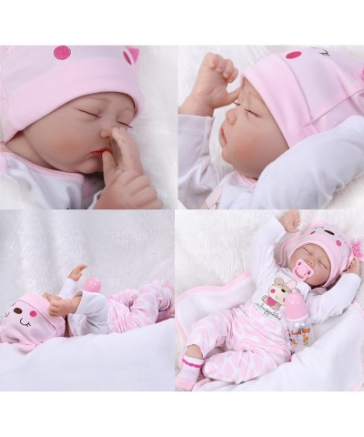 Lifelike Reborn Baby Doll Girl 22" Realistic Soft Vinyl Silicone Handmade Weighted Pink Outfit Eyes Closed Sleeping $79.71 Dolls