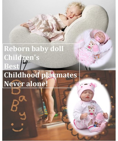 Lifelike Reborn Baby Doll Girl 22" Realistic Soft Vinyl Silicone Handmade Weighted Pink Outfit Eyes Closed Sleeping $79.71 Dolls