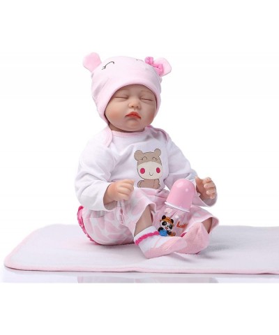 Lifelike Reborn Baby Doll Girl 22" Realistic Soft Vinyl Silicone Handmade Weighted Pink Outfit Eyes Closed Sleeping $79.71 Dolls