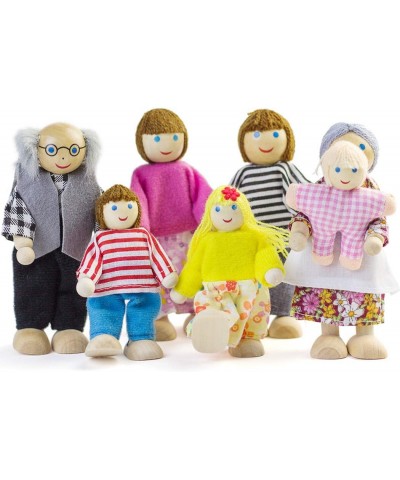 Dollhouse People Dolls Family of 7 Poseable Wooden Doll $33.80 Dolls