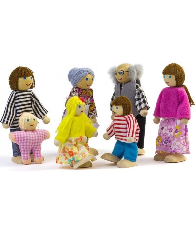 Dollhouse People Dolls Family of 7 Poseable Wooden Doll $33.80 Dolls