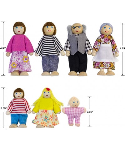 Dollhouse People Dolls Family of 7 Poseable Wooden Doll $33.80 Dolls