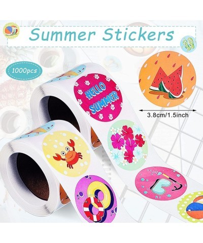 1000 Pieces Summer Beach Stickers Roll Hawaii Tropical Label Stickers for Kids Luau Summer Theme Party Favors Scrapbooking Bo...