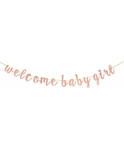 Rose Gold Welcome Baby Girl Banner Glitter A Little Princess Baby Shower Gender Reveal Pregnant AF Baby 1st 2nd Birthday Part...