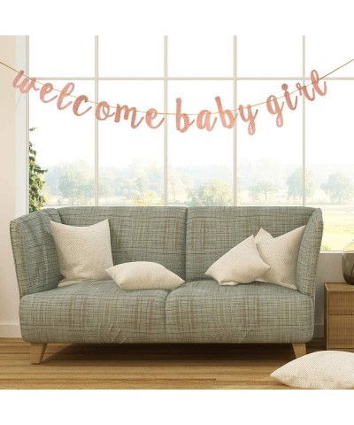 Rose Gold Welcome Baby Girl Banner Glitter A Little Princess Baby Shower Gender Reveal Pregnant AF Baby 1st 2nd Birthday Part...